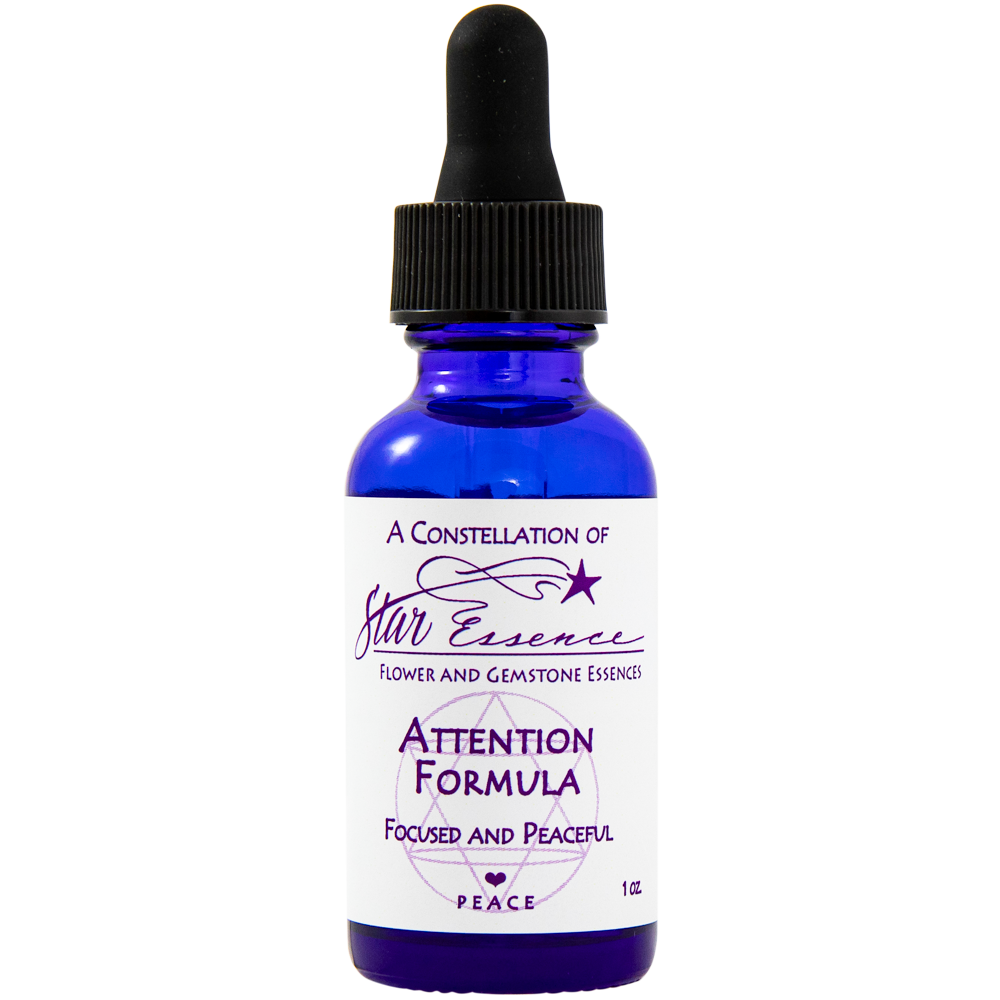 Attention Formula dropper bottle for energy healing, holistic medicine, and spiritual wellness focus support