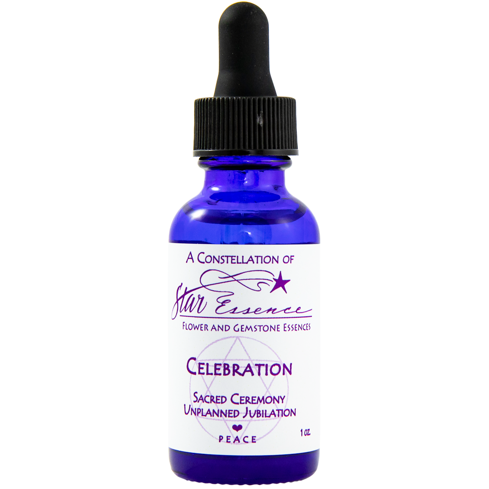 Celebration flower and gemstone essence dropper bottle for energy healing and spiritual wellness gatherings