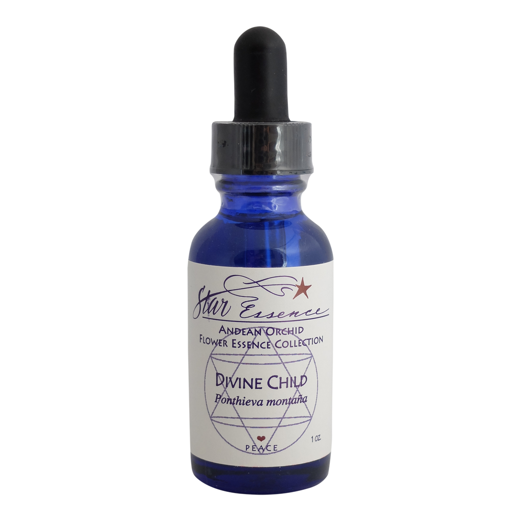 Dropper bottle of Divine Child essence, a vibrational remedy for sensitive individuals, inner child healing, and holistic energy support.