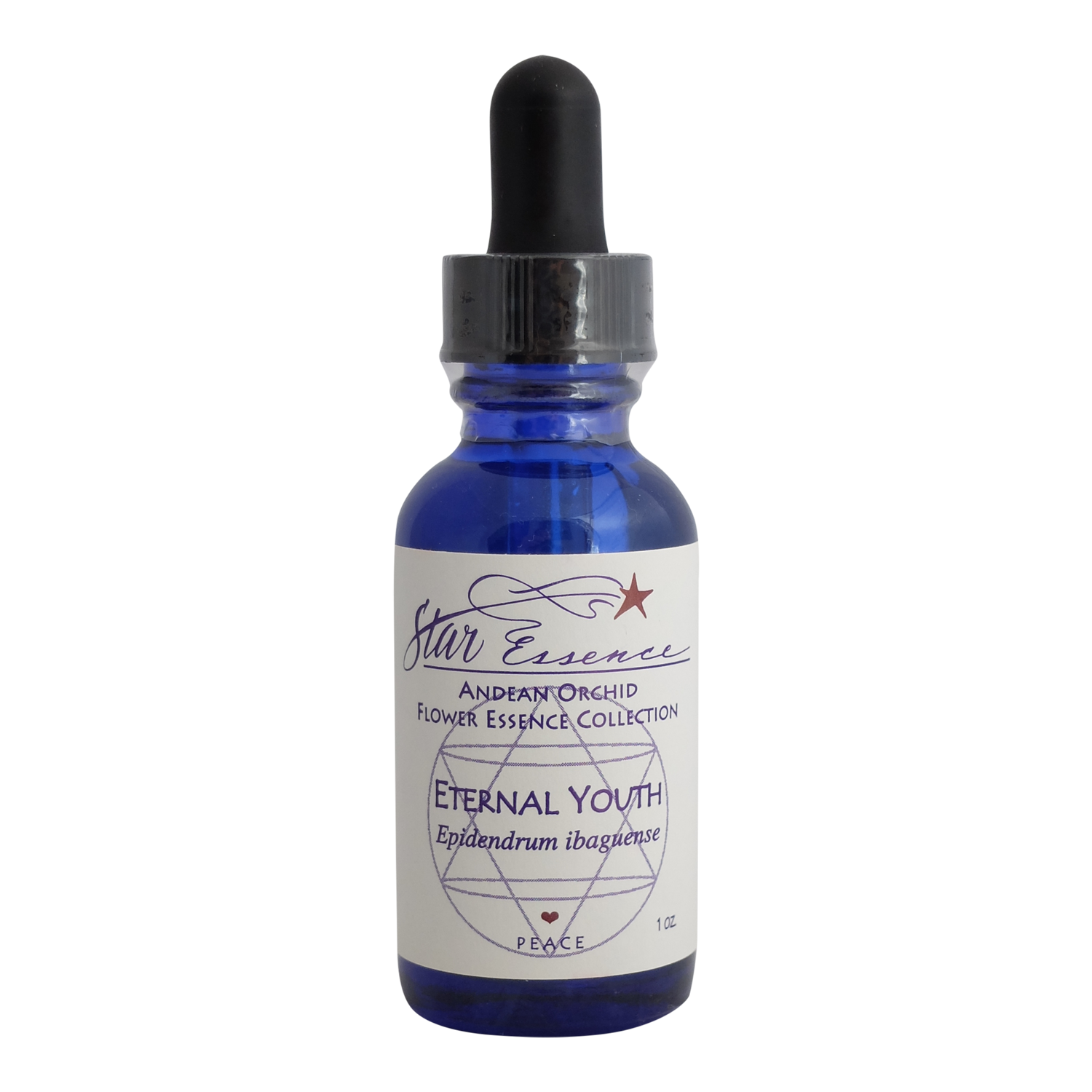 Dropper bottle of Eternal Youth essence, an Andean Orchid vibrational remedy for regeneration and holistic energy healing.