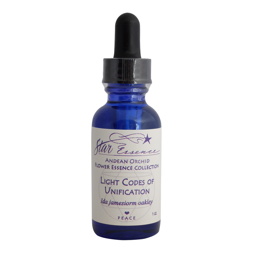Light Codes of Unification flower essence dropper bottle for holistic medicine, energy healing, and spiritual wellness