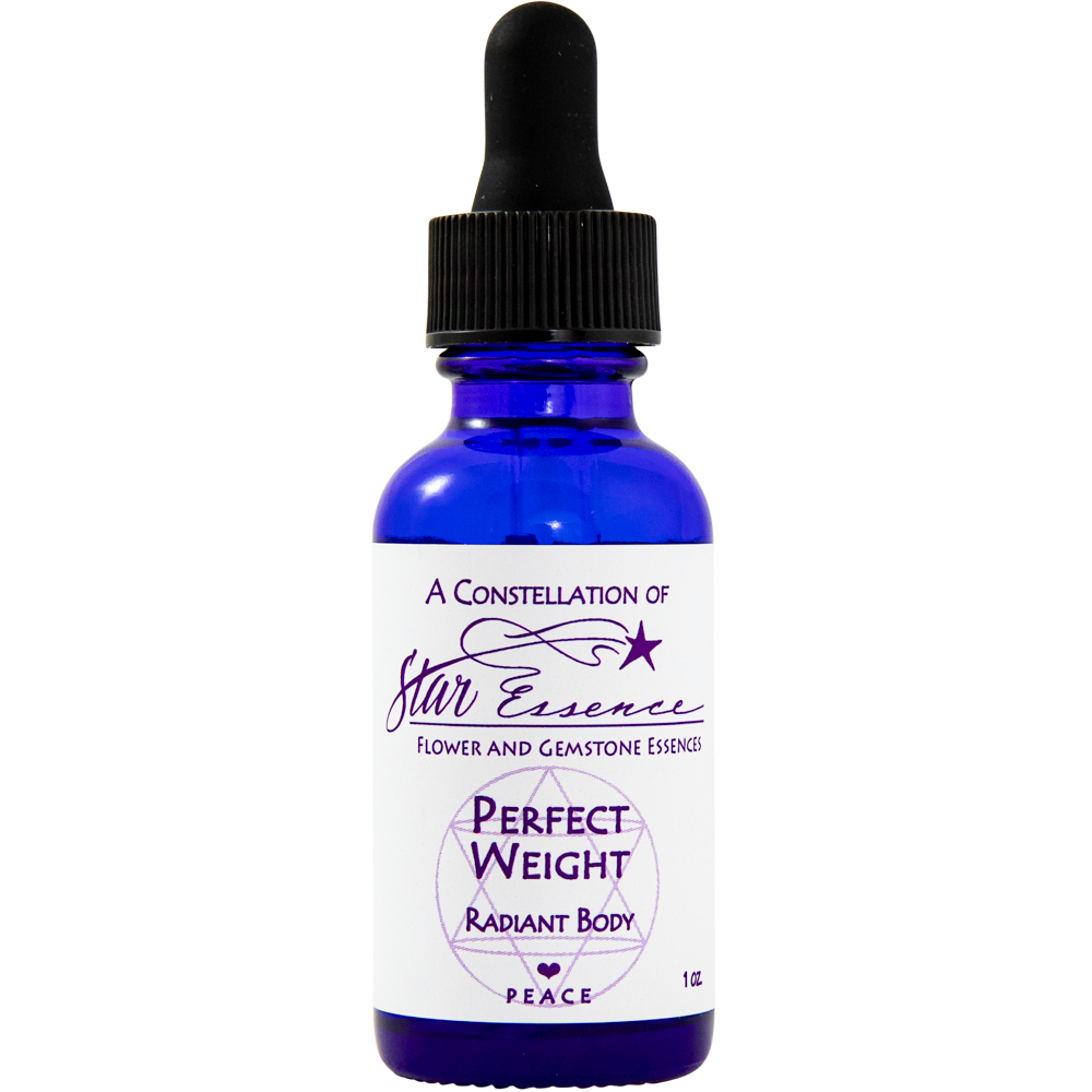 Perfect Weight flower essence dropper bottle for energy healing, holistic medicine, and spiritual wellness