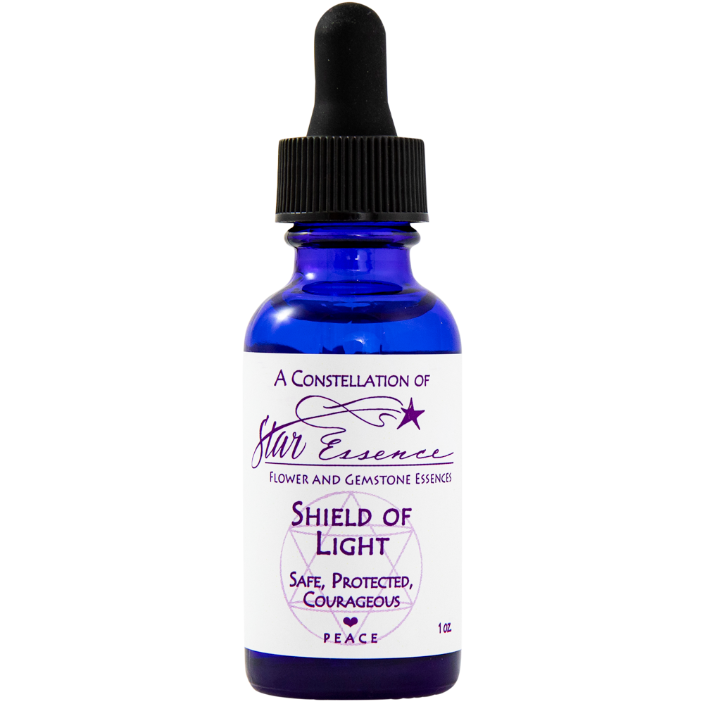 Shield of Light flower essence dropper bottle for energy healing, holistic medicine, and spiritual wellness